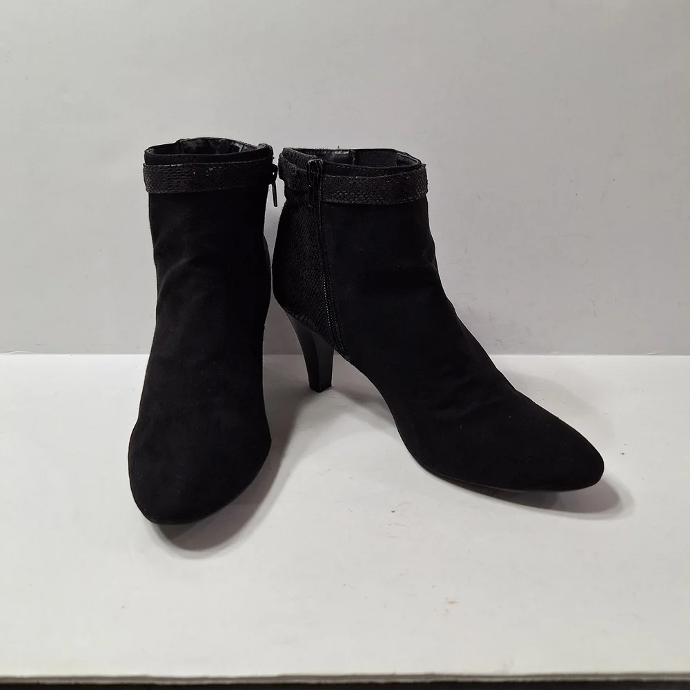 Karen Scott Black Classic Academia Faux Suede Kitten Heel Ankle Boots Size 8.5
